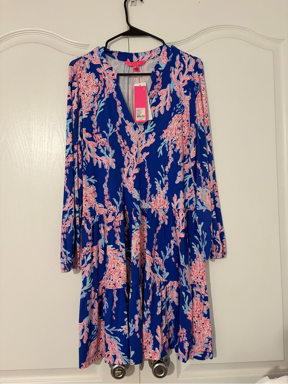 Lilly Pulitzer Blue Pink Coral-Print Mini Dress